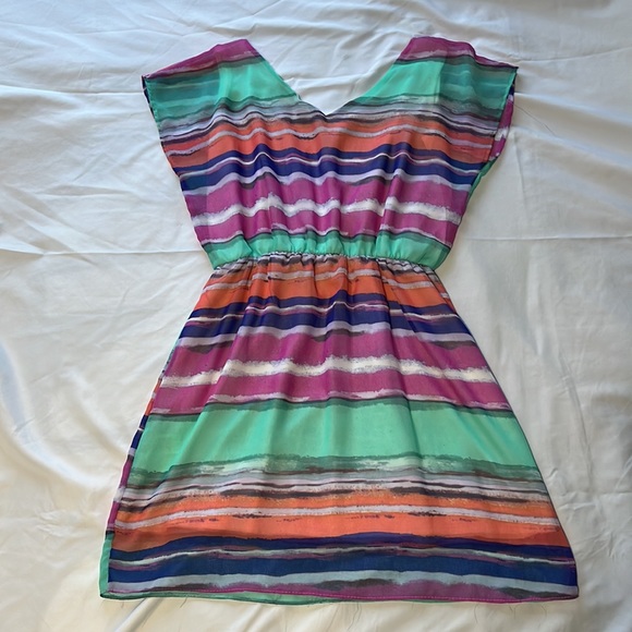 Striped, short summer dress - Picture 2 of 4